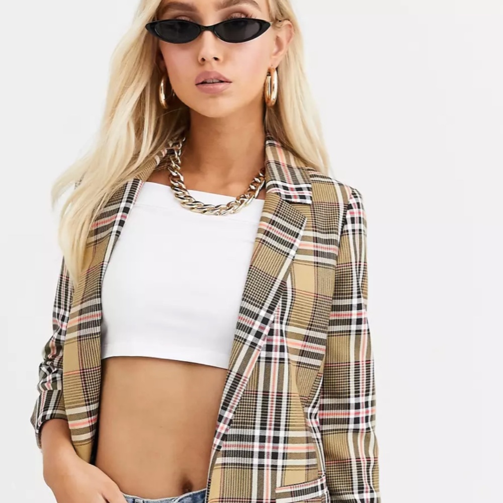 River Island blazer in fluro check